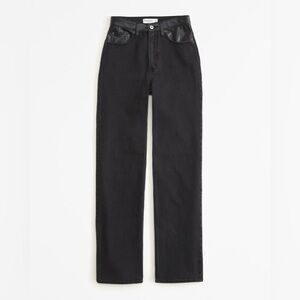 Abercrombie Curve Love High Rise Leather/Black Denim Jeans Size 30 TALL